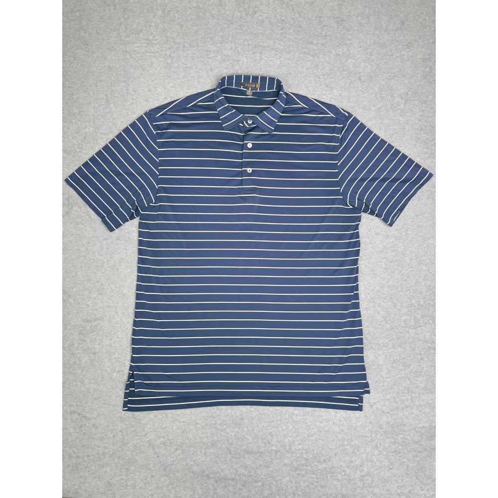 Peter Millar Summer Comfort Performance Mens Blue White Striped Golf Polo Size M
